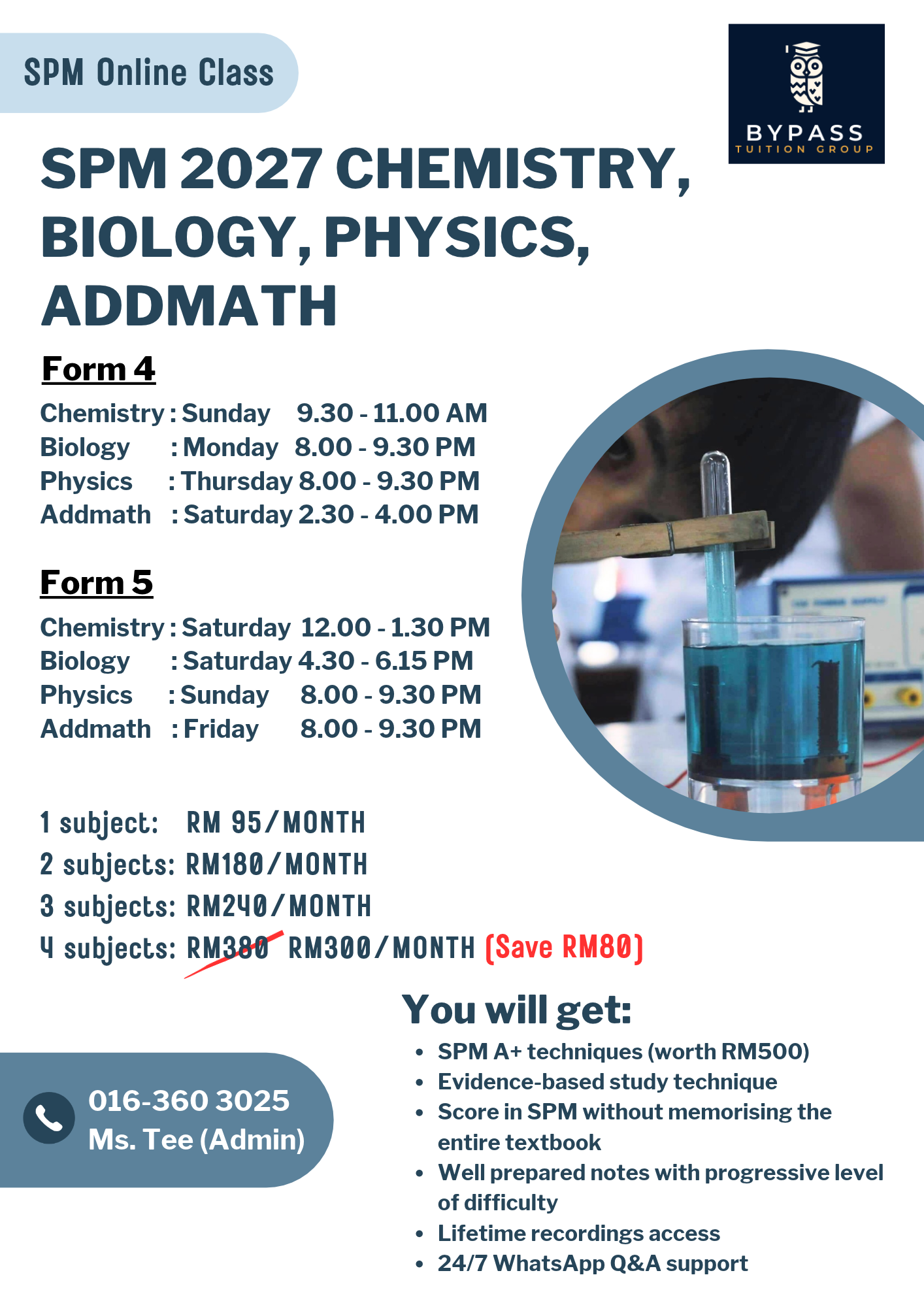 Bypass Education class schedule